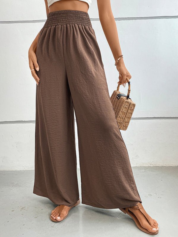 New casual solid color flared wide - leg pants - Bottoms